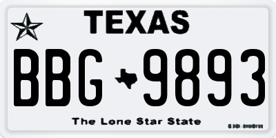 TX license plate BBG9893