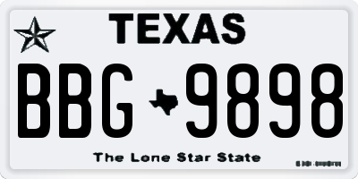 TX license plate BBG9898