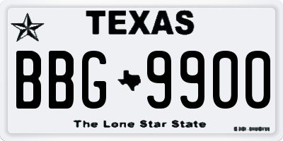 TX license plate BBG9900