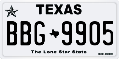 TX license plate BBG9905