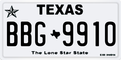 TX license plate BBG9910