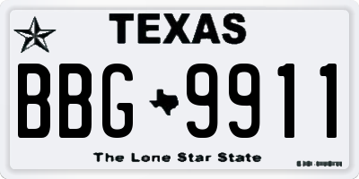 TX license plate BBG9911