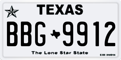 TX license plate BBG9912