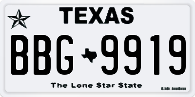 TX license plate BBG9919
