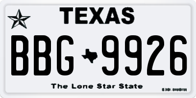 TX license plate BBG9926