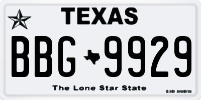 TX license plate BBG9929