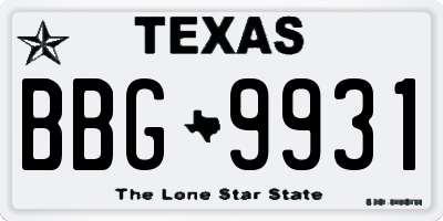 TX license plate BBG9931