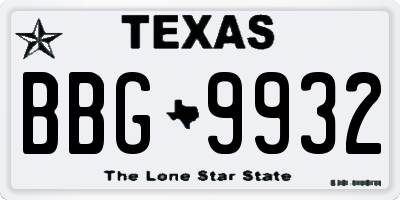 TX license plate BBG9932