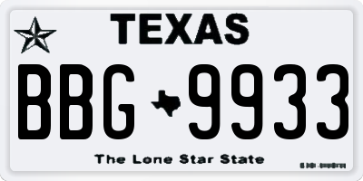 TX license plate BBG9933