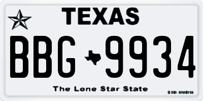 TX license plate BBG9934