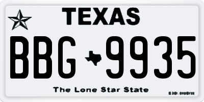 TX license plate BBG9935