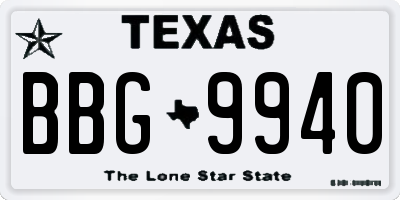 TX license plate BBG9940