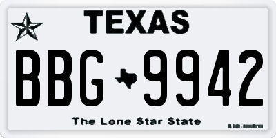 TX license plate BBG9942