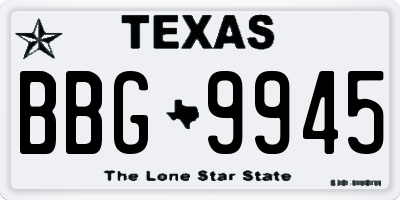 TX license plate BBG9945