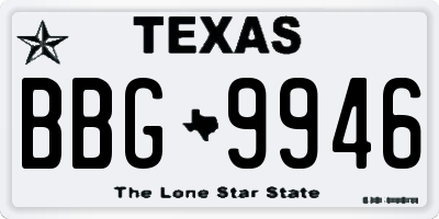 TX license plate BBG9946