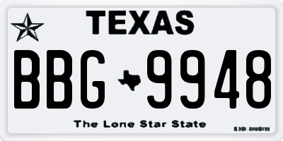 TX license plate BBG9948