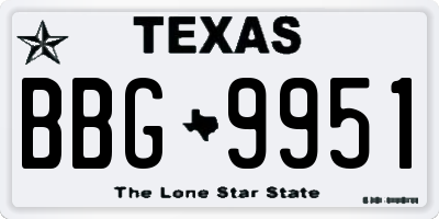 TX license plate BBG9951