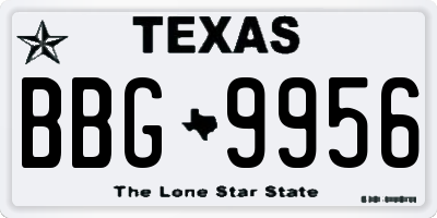 TX license plate BBG9956