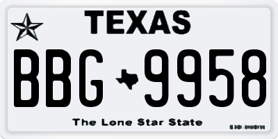 TX license plate BBG9958
