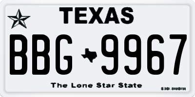 TX license plate BBG9967