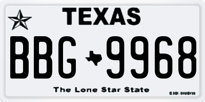 TX license plate BBG9968