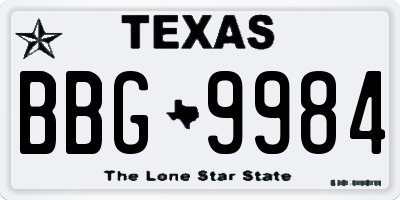 TX license plate BBG9984