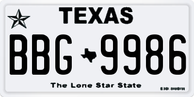 TX license plate BBG9986