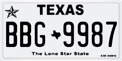 TX license plate BBG9987