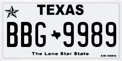 TX license plate BBG9989
