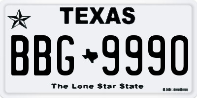 TX license plate BBG9990