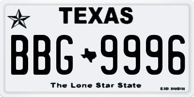 TX license plate BBG9996