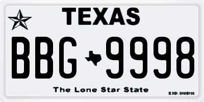 TX license plate BBG9998