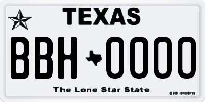 TX license plate BBH0000
