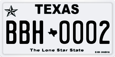 TX license plate BBH0002