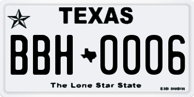 TX license plate BBH0006