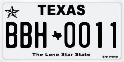 TX license plate BBH0011