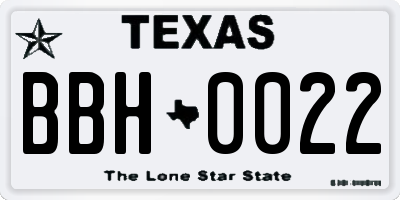 TX license plate BBH0022