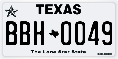 TX license plate BBH0049