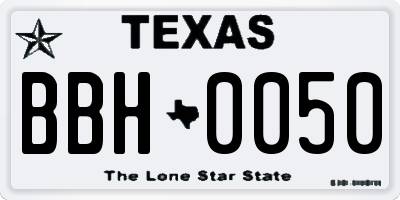 TX license plate BBH0050