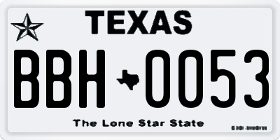 TX license plate BBH0053