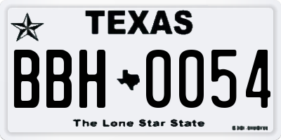 TX license plate BBH0054