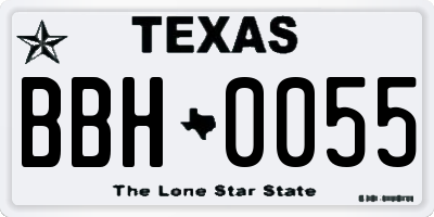 TX license plate BBH0055