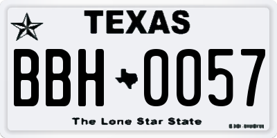 TX license plate BBH0057