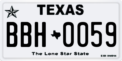 TX license plate BBH0059