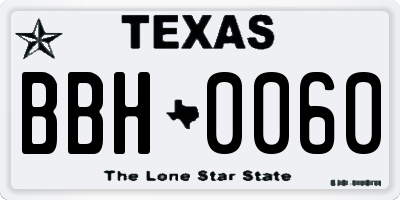 TX license plate BBH0060