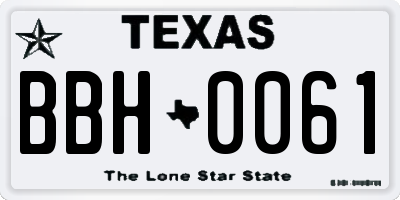 TX license plate BBH0061