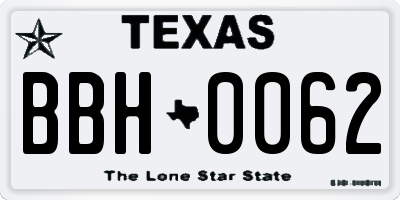 TX license plate BBH0062