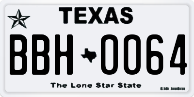 TX license plate BBH0064