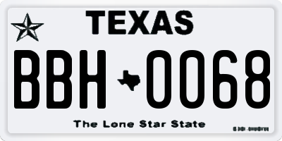 TX license plate BBH0068