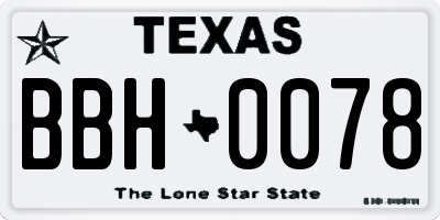 TX license plate BBH0078